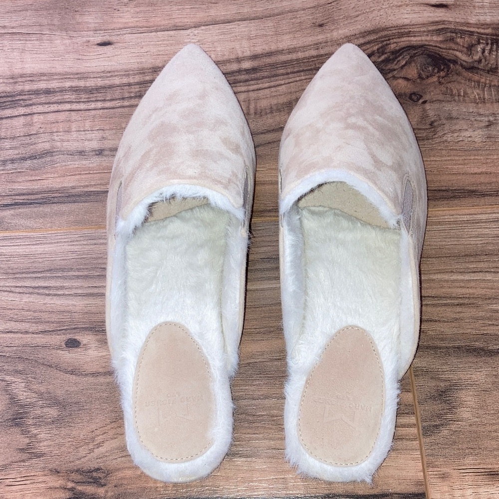#2. 🆕 NWT - Marc Fisher - Cream Suede Pointed Mule Slippers with Faux Fur Lining - Picture 4 of 8
